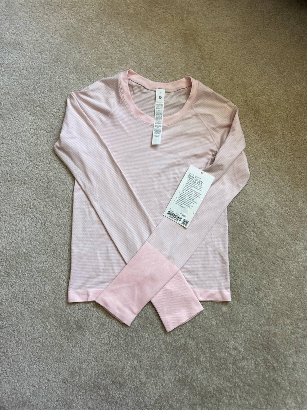 5-2 Size 4 NWT Lululemon Swiftly Tech Long Sleeve 2.0 Race PIAR